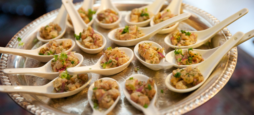 Potato salad served on spoons