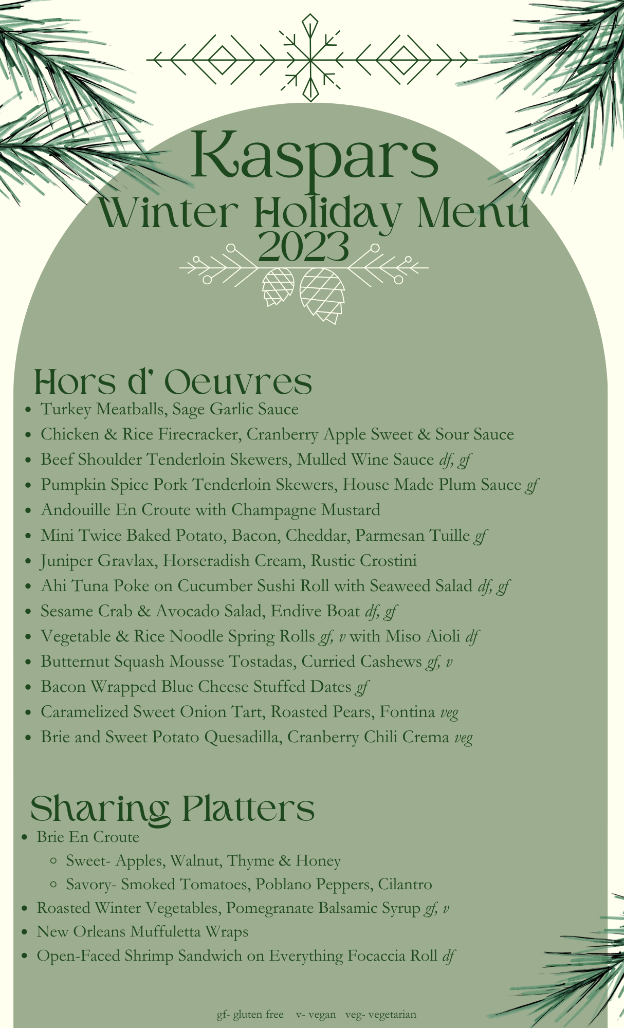 Winter Holiday Menus 2023